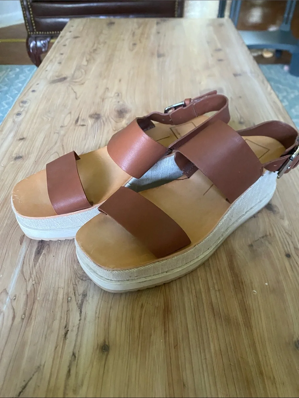 Dolce Vita Tan Leather Platform Sandals